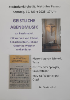 Geistliche Abendmusik mit KMD Ralf Albert Franz und Pfarrer Stephan Schmoll