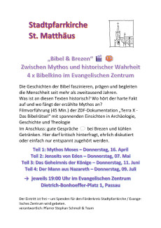 Plakat zu Bibel & Brezn im Evang. Zentrum St. Matthäus