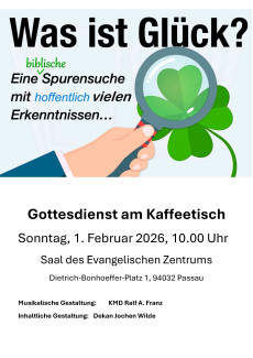 Einladung zum Gottesdienst am Kaffeetisch am 01. Februar 2026, 10:00 Uhr im Gemeindesaal des Evang. Zentrum